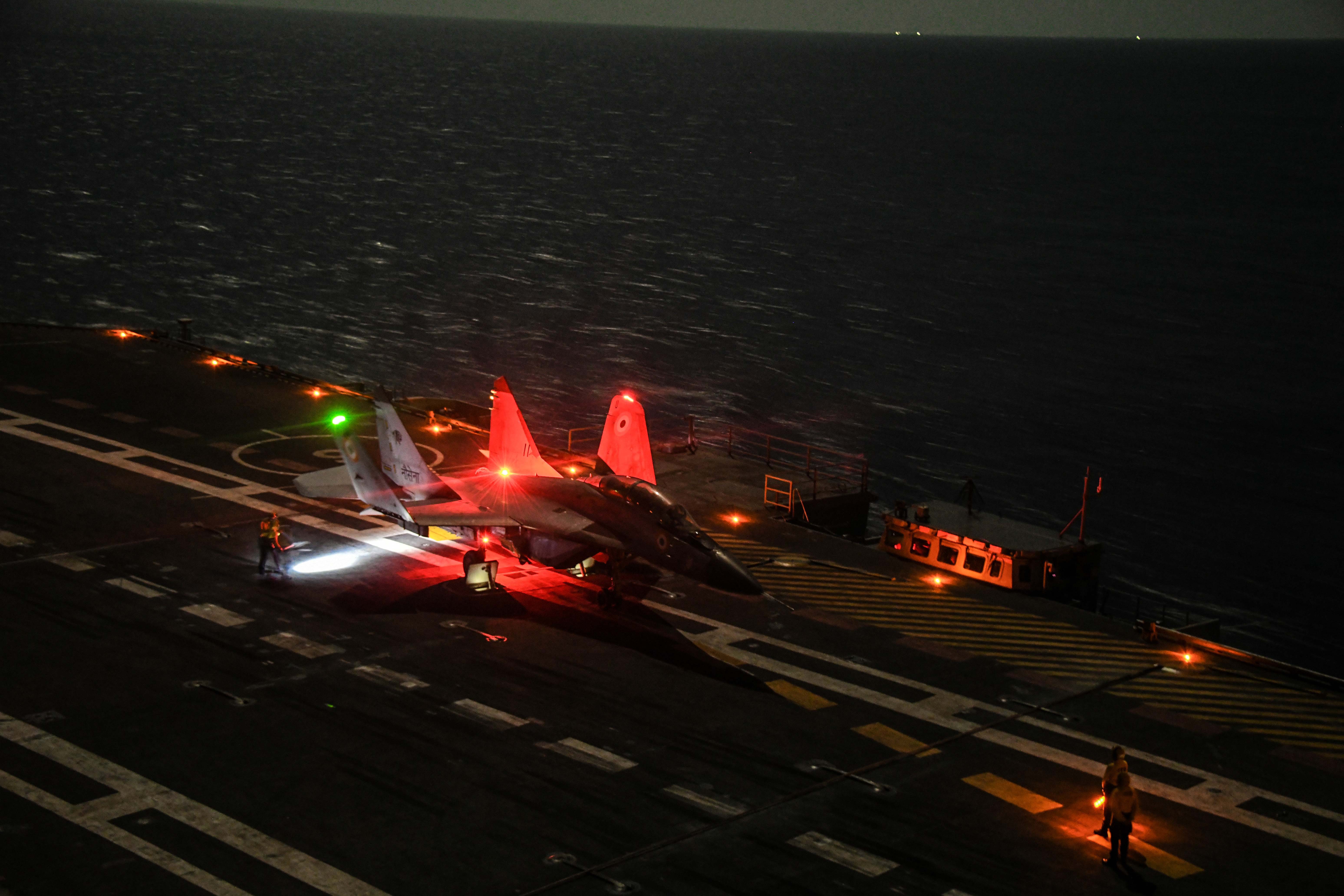 Maiden Landing of MiG29K on INS Vikrant